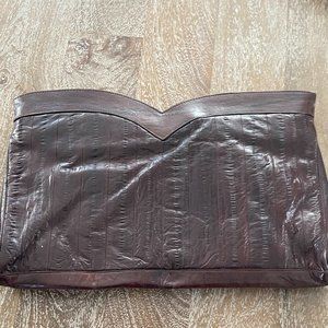 Burgundy Buttery soft Eel skin clutch